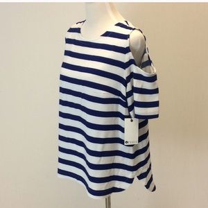 Striped open shoulder top NWT
